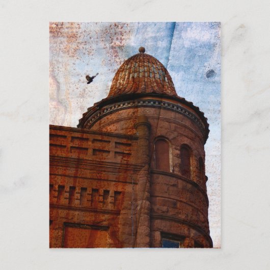 gebouw in Fort Madison met roestachtergrond Briefkaart (Voorkant)