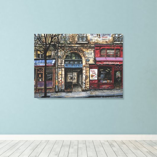 Gebouw in Parijs Waterverf Uniek Canvas Afdruk (Insitu (Houten vloer))