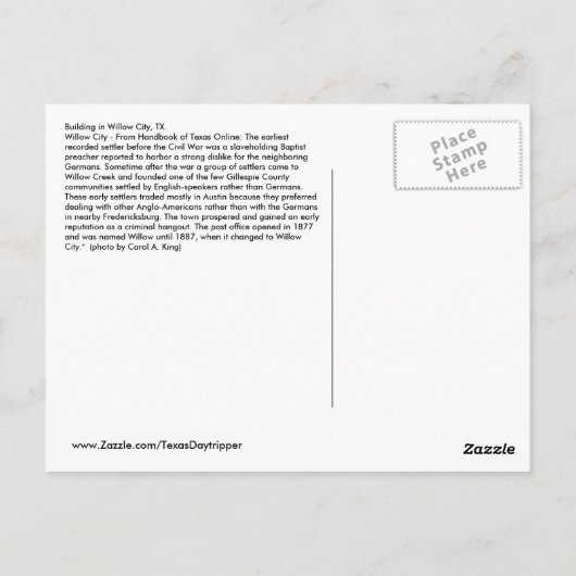 Gebouw in Willow City, TX Briefkaart (Achterkant)
