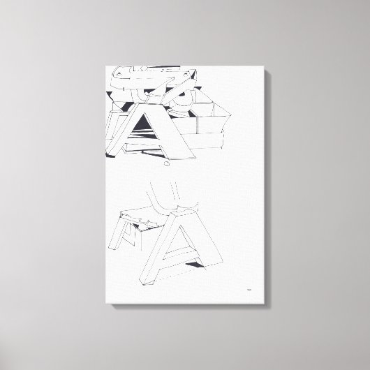 Gebouw Spelletjes AA Monogram Tekening 11 Canvas Afdruk (Voorkant)