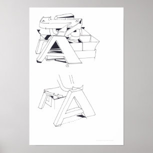 Gebouw Spelletjes AA Monogram Tekening 11 Poster
