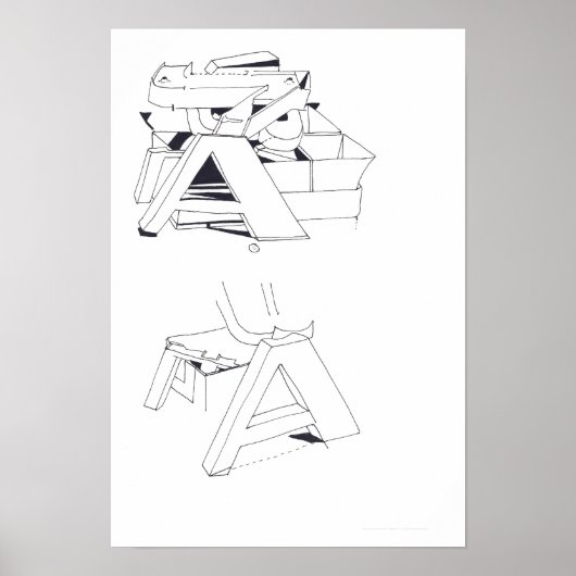 Gebouw Spelletjes AA Monogram Tekening 11 Poster (Voorkant)