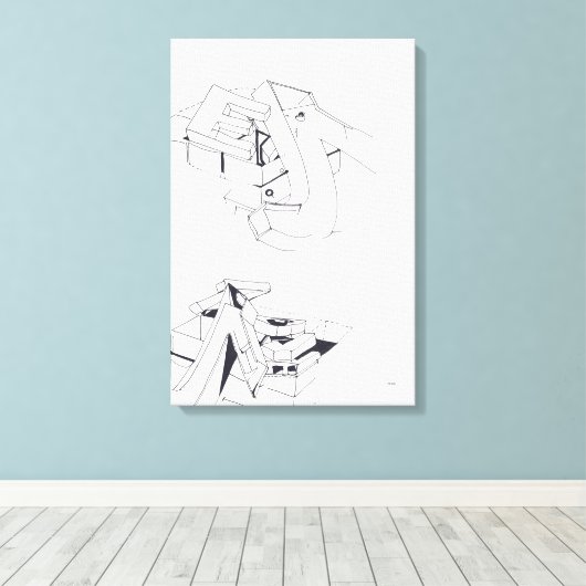 Gebouw Spelletjes afgeknotte brief tekening 10canv Canvas Afdruk (Insitu (Houten vloer))
