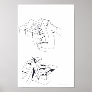 Gebouw Spelletjes E afgeknotte brief tekening 10 P Poster