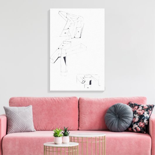 Gebouw Spelletjes K Monogram Tekening 19 Canvas (Insitu (Woonkamer))