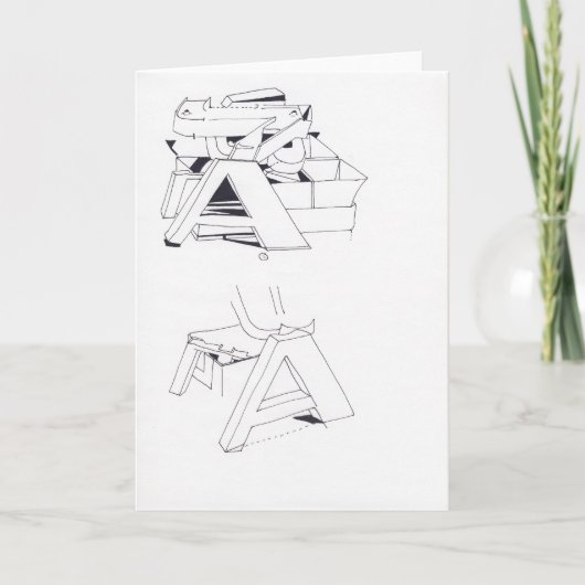 Gebouw Spelletjes met A Monogram Tekening 11 Kaart (Voorkant)