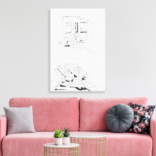 Gebouw Spelletjes met Letters Tekening 8 Canvas (Insitu (Woonkamer))