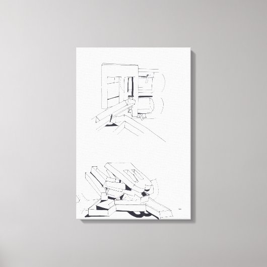 Gebouw Spelletjes met Letters Tekening 8 Canvas (Voorkant)