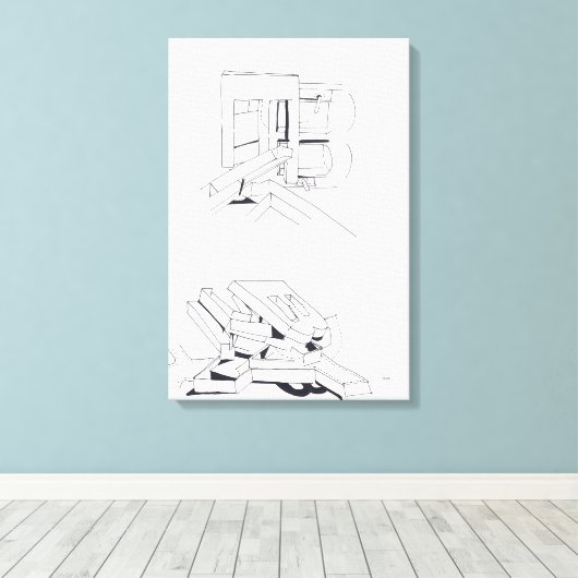 Gebouw Spelletjes met Letters Tekening 8 Canvas Afdruk (Insitu (Houten vloer))
