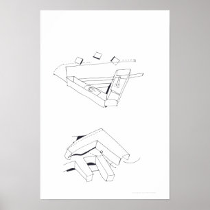 Gebouw Spelletjes met VF Monogram Kubussen Tekenin Poster