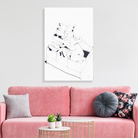 Gebouw Spelletjes Stapelen Letters Tekenen 17 C Canvas Afdruk (Insitu (Woonkamer))