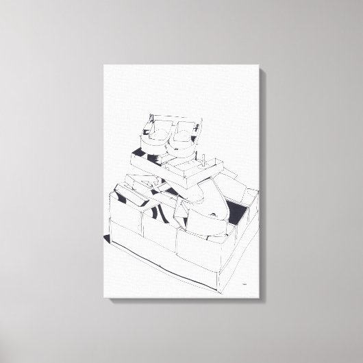 Gebouw Spelletjes Stapelen Letters Tekenen 17 C Canvas Afdruk (Voorkant)