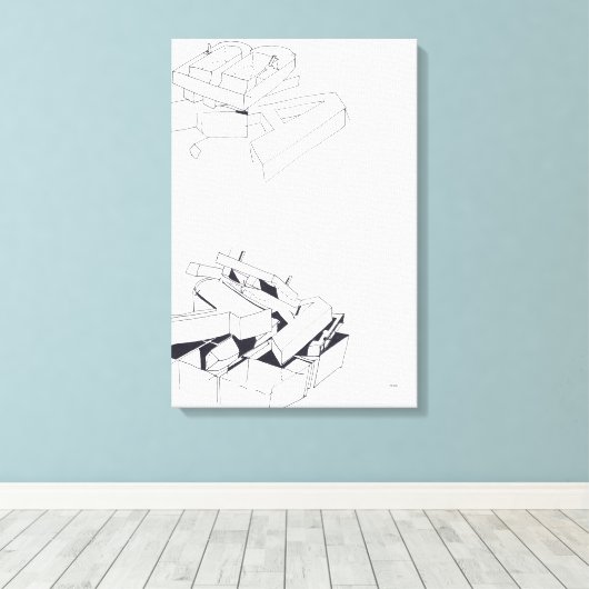 Gebouw Spelletjes Tekening 7 met B en A Monogram C Canvas Afdruk (Insitu (Houten vloer))