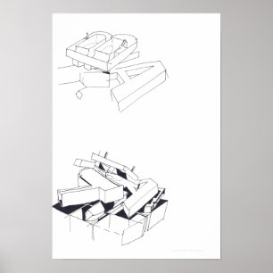 Gebouw Spelletjes Tekening 7 met B en A Monogram P Poster