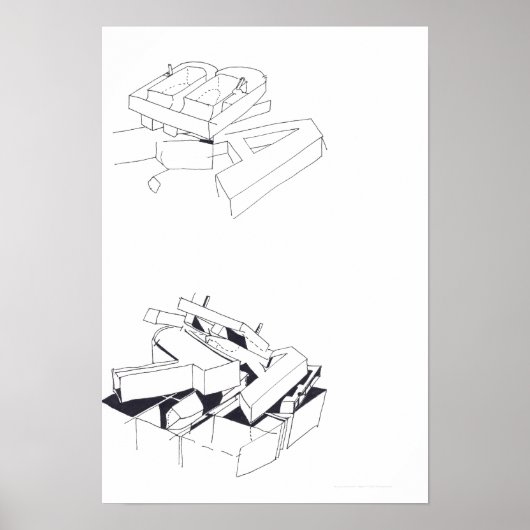 Gebouw Spelletjes Tekening 7 met B en A Monogram P Poster (Voorkant)