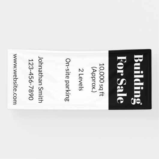 Gebouw te koop zwart wit zakelijk onroerend goed spandoek (Horizontaal)