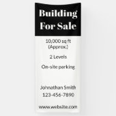 Gebouw te koop zwart wit zakelijk onroerend goed spandoek (Verticaal)