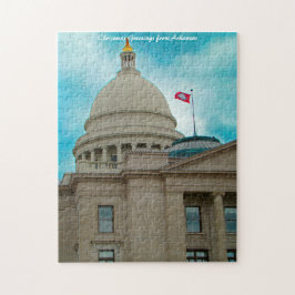 Gebouw van de hoofdstad van Arkansas. Kerstgroeten Legpuzzel