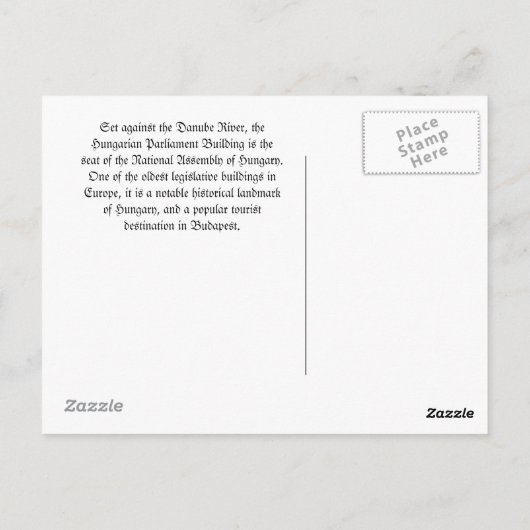 gebouw van het Hongaarse parlement Briefkaart (Achterkant)