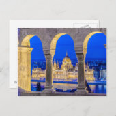 gebouw van het Hongaarse parlement in Dusk Briefkaart (Voorkant / Achterkant)