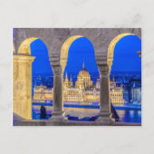 gebouw van het Hongaarse parlement in Dusk Briefkaart (Voorkant)
