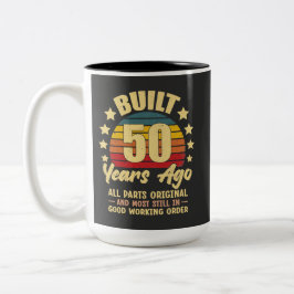 Gebouwd 50 Jaar Geleden Alle Onderdelen Origineel Tweekleurige Koffiemok