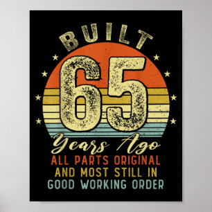 Gebouwd 65 Jaar Geleden Funny 65e Verjaardag Vinta Poster