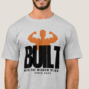 Gebouwd - Bijbelvers Christus Christelijk Grey Gra T-shirt