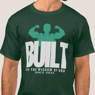 Gebouwd - Bijbelvers Jezus Groen Grafisch T-shirt