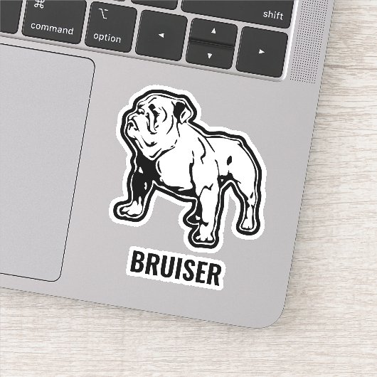 Gebouwd Bulldog Custom Name Gym Sticker (Detail)