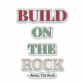 Gebouwd op de rots, Jezus Christus, de rockschroev Sticker (Voorkant)
