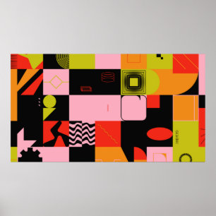 Gebouwd postmodern geïnspireerd kunstwerk van abst poster