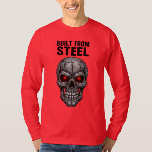 Gebouwd Van Staal - Cyber Skull Met Rode Ogen Graf T-shirt