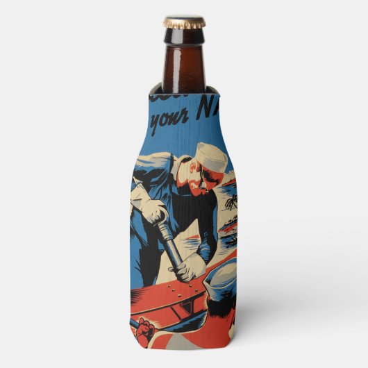 Gebouwd voor je marine! flesjeskoeler (Fles Voorkant)