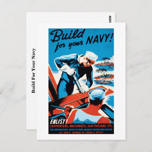 Gebouwd voor uw marine briefkaart (Voorkant / Achterkant)