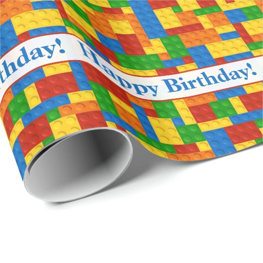 Gebouwde blokken Happy Birthday Wrapping Paper Cadeaupapier (Rol Hoek)