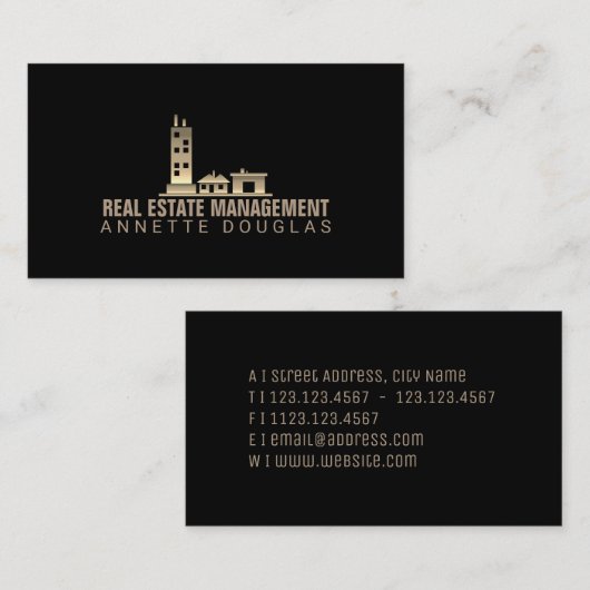 Gebouwde gradiënt gouddekking zwart bewerken visitekaartje (Voorkant / Achterkant)