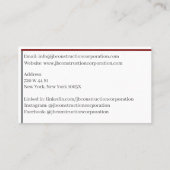 Gebouwen Aannemer Bouw Bouwkraan Visitekaartje (Achterkant)