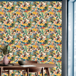 Gebouwen, Bloemen, Foliage Landscape Peel & Stick Behang