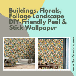 Gebouwen, Bloemen, Foliage Landscape Peel & Stick Behang