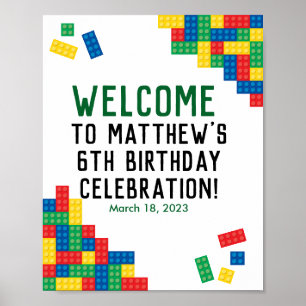 Gebouwen Blokken Welkomstwoord op feestdag Poster