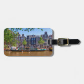 Gebouwen en kanaal in Amsterdam, Nederland Bagagelabel (Voorkant horizontaal)