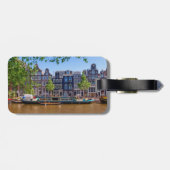 Gebouwen en kanaal in Amsterdam, Nederland Bagagelabel (Achterkant horizontaal)