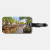 Gebouwen en kanaal in Amsterdam, Nederland Bagagelabel (Achterkant horizontaal)