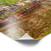 Gebouwen en kanaal in Amsterdam, Nederland Foto Afdruk (Hoek)