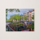 Gebouwen en kanaal in Amsterdam, Nederland Legpuzzel (Horizontaal)