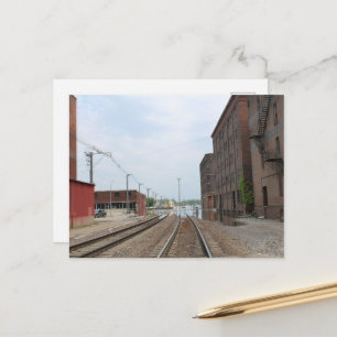 Gebouwen en spoorrails in Burlington, Iowa Briefkaart