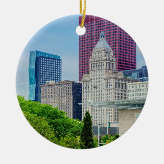 Gebouwen in Chicago Keramisch Ornament (Voorkant)