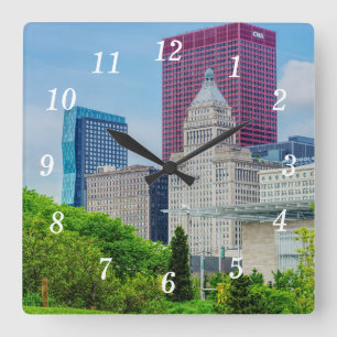 Gebouwen in Chicago Wall Clock Vierkante Klok