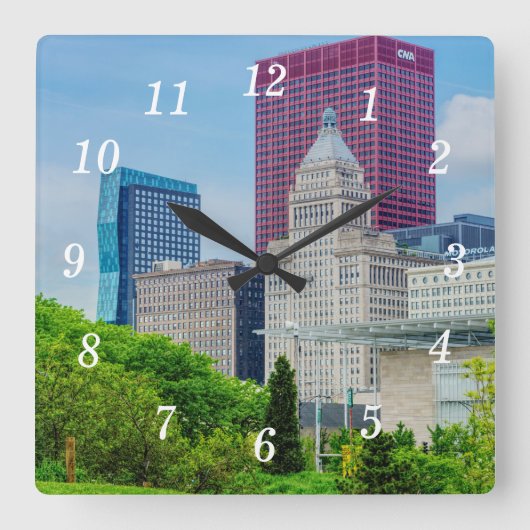 Gebouwen in Chicago Wall Clock Vierkante Klok (Voorkant)